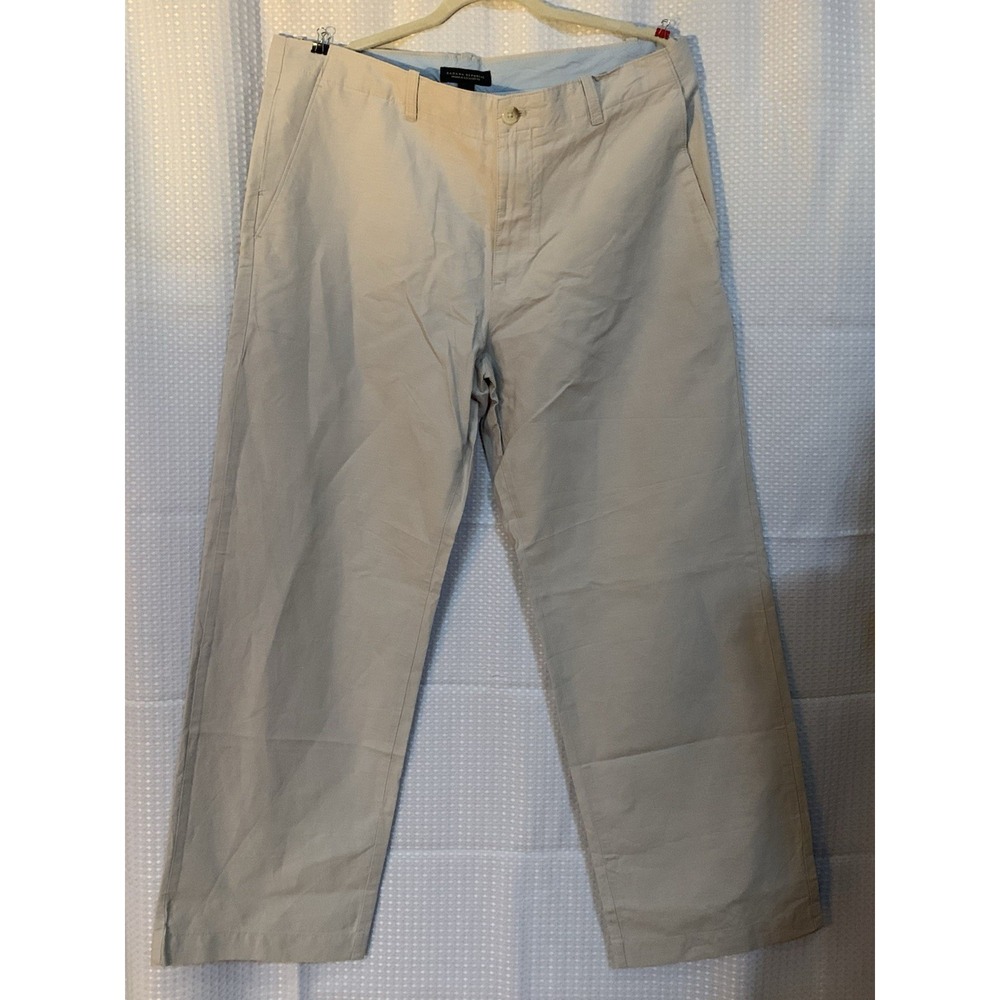 Banana Republic Relaxed Fit‎ Flat Front Dressy Tan Khaki Pants 35x30